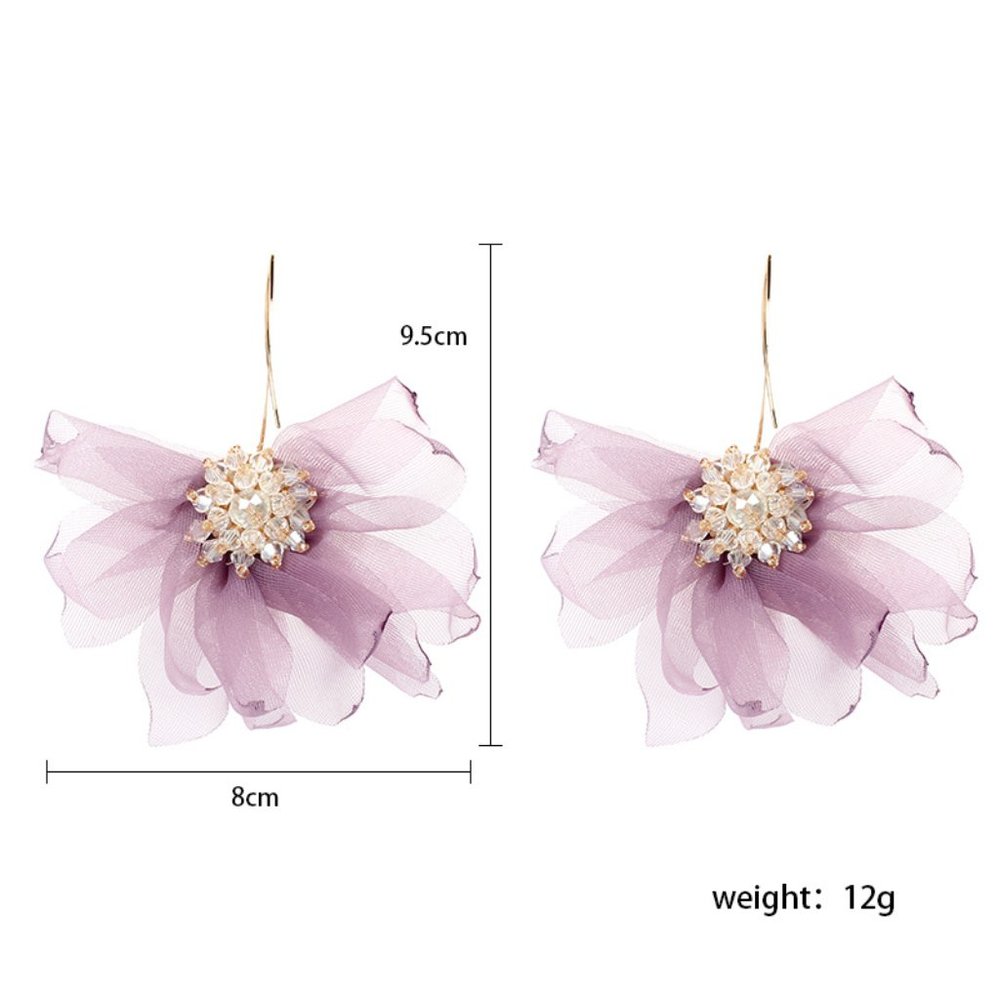 Flower Sheer Fabric Drop Earrings. 💕last white one - Picture 5 of 8